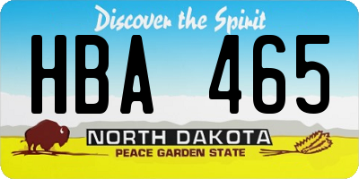 ND license plate HBA465
