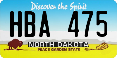 ND license plate HBA475
