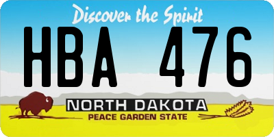 ND license plate HBA476