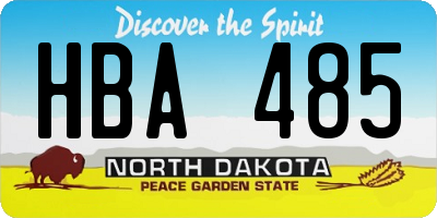 ND license plate HBA485