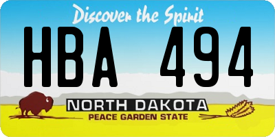 ND license plate HBA494