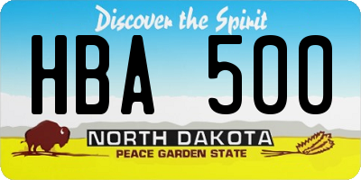 ND license plate HBA500