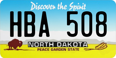 ND license plate HBA508