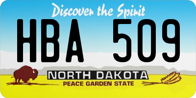 ND license plate HBA509