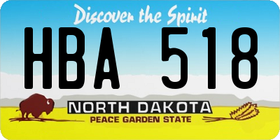 ND license plate HBA518