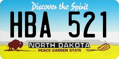 ND license plate HBA521