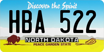 ND license plate HBA522