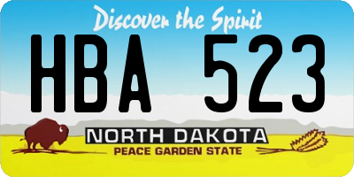 ND license plate HBA523