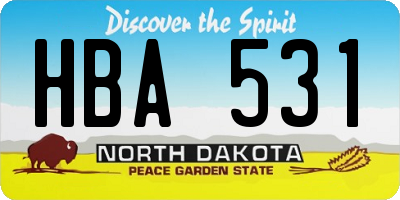 ND license plate HBA531