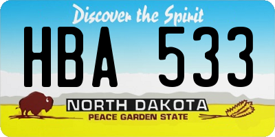 ND license plate HBA533