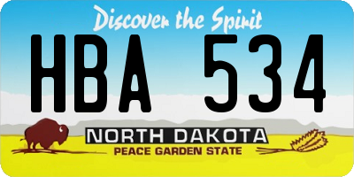 ND license plate HBA534