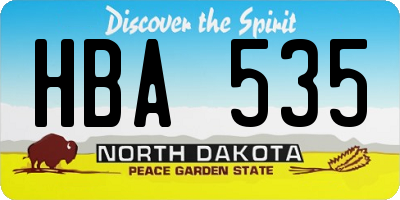 ND license plate HBA535