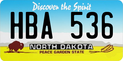 ND license plate HBA536