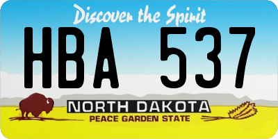 ND license plate HBA537