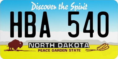 ND license plate HBA540