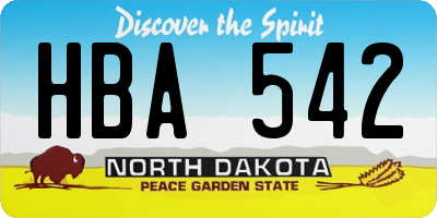 ND license plate HBA542