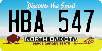 ND license plate HBA547