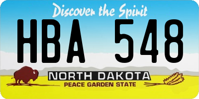 ND license plate HBA548
