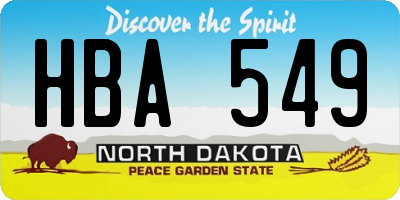 ND license plate HBA549