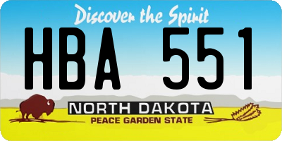 ND license plate HBA551