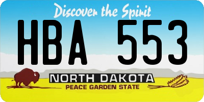 ND license plate HBA553