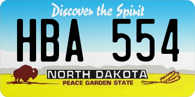 ND license plate HBA554
