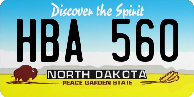 ND license plate HBA560