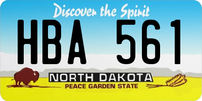 ND license plate HBA561