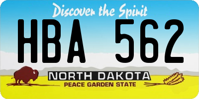 ND license plate HBA562