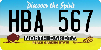 ND license plate HBA567