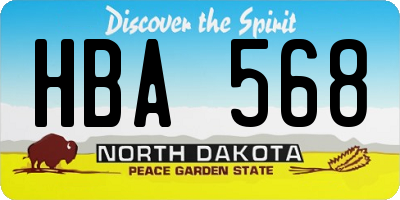 ND license plate HBA568
