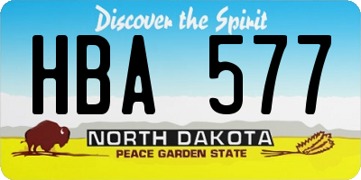ND license plate HBA577