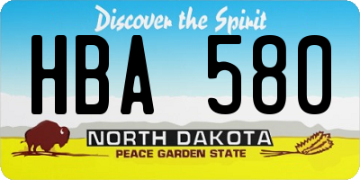 ND license plate HBA580