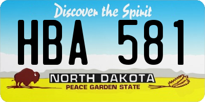 ND license plate HBA581