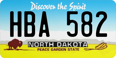ND license plate HBA582