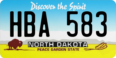 ND license plate HBA583