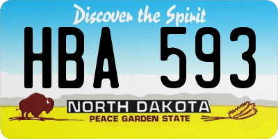 ND license plate HBA593
