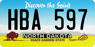 ND license plate HBA597