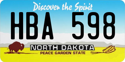 ND license plate HBA598
