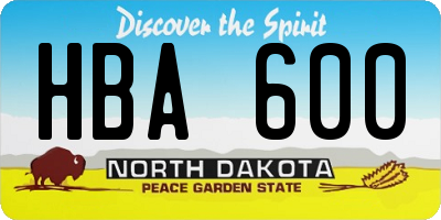 ND license plate HBA600