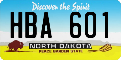 ND license plate HBA601