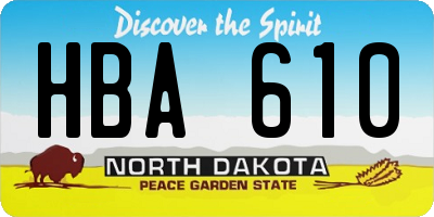 ND license plate HBA610