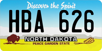 ND license plate HBA626
