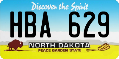 ND license plate HBA629