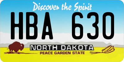 ND license plate HBA630