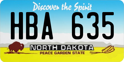 ND license plate HBA635