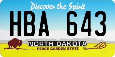 ND license plate HBA643