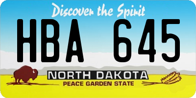 ND license plate HBA645