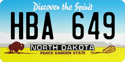 ND license plate HBA649