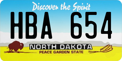 ND license plate HBA654